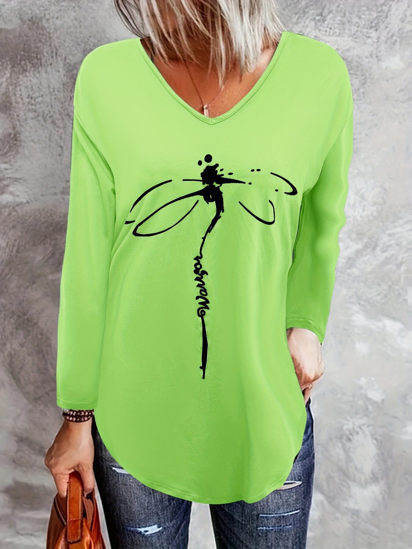 Womens Loose Fit Long Sleeve T Shirt V Neck Bamboo Fabric Summer Style Wholesale Available customizable