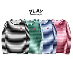 Cross-Border Trendy Brand New Japanese Style Cjb Play Striped Classic Embroidery Unisex Couple Versatile Long-Sleeve Top