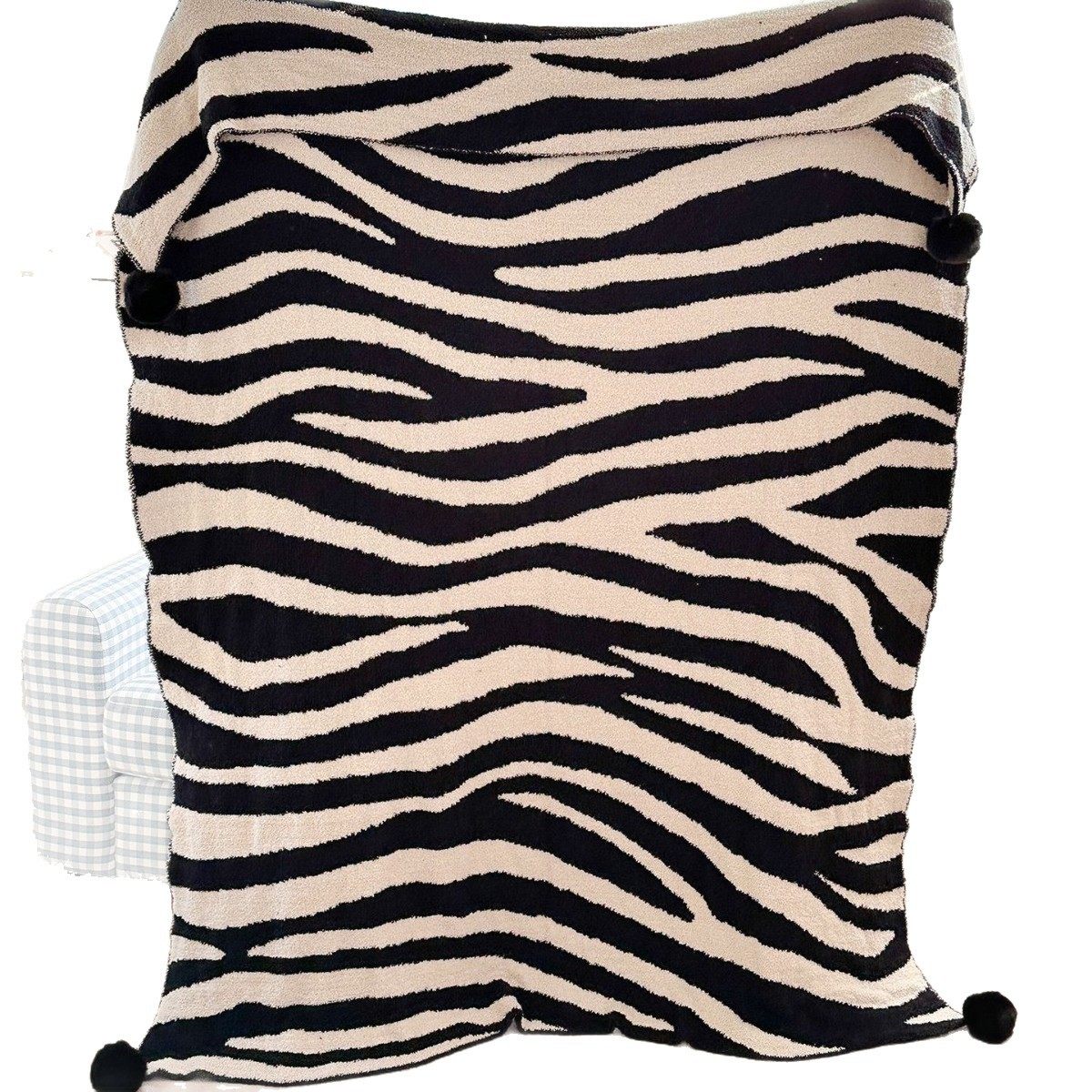 Special Offer Half Velvet Zebra Pattern Blanket Sofa Cover Blanket Autumn and Winter Warm Blanket Knitted Thread Blanket Super Soft Class a Standard