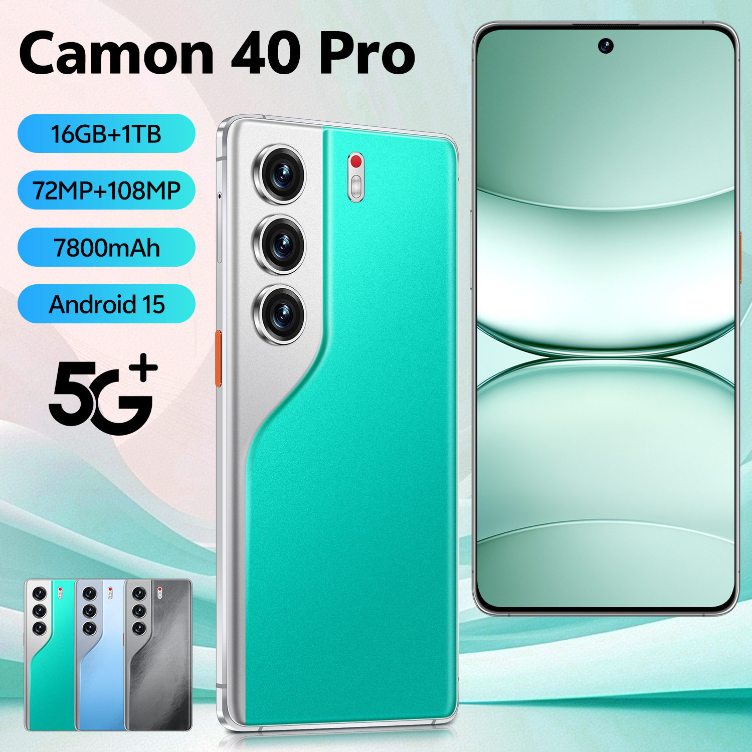 跨境手机Camon40 Pro安卓7.3寸incell大屏5G全网通快充16+1TB内存