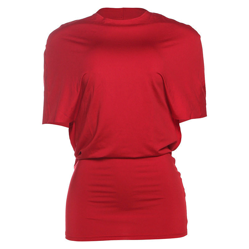 Summer Womens Dress Fashionable Sexy Short Sleeve Round Neck Solid Color Backless Bodycon Style Wholesale