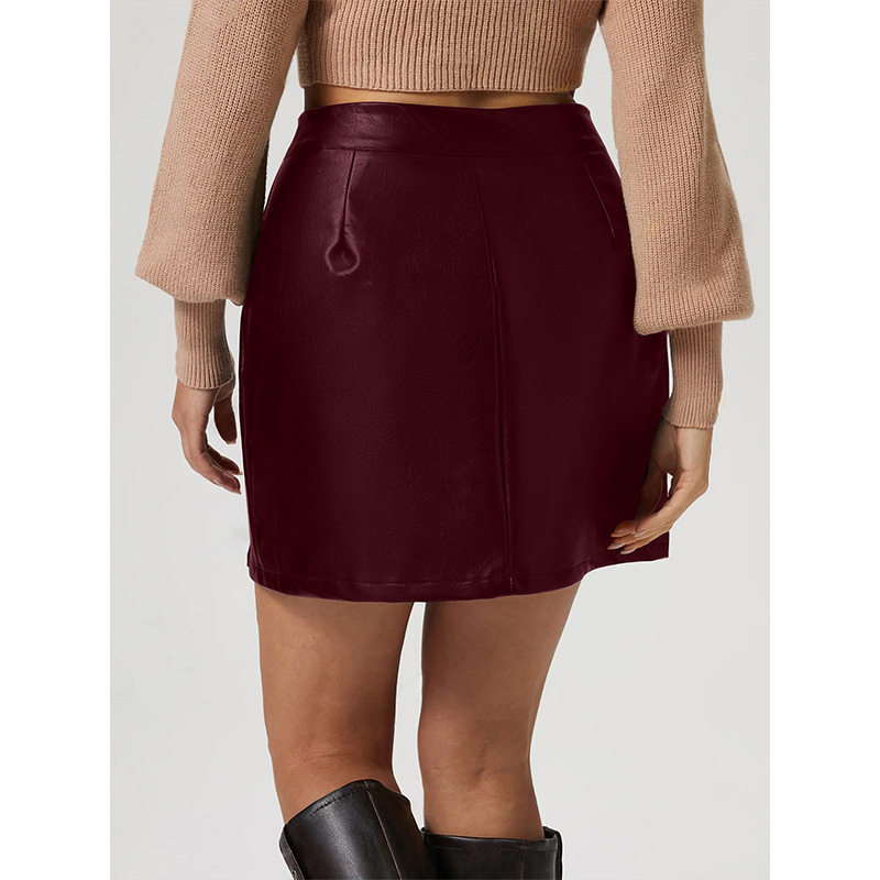 PU Leather Bodycon Skirt Stylish Button Detail Versatile Design Sexy Fit Perfect for Parties and Night Out
