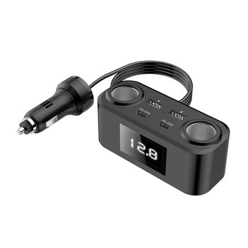 100W Six-Port Fast Charging Car Mobile Phone Charger Car Cigarette Lighter Charging Mobile Phone Adapter Pd+Qc Fast Charging Head