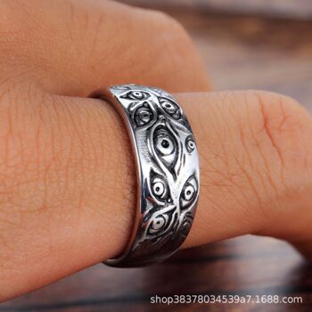 European and American Cross-border New Ring Devil Eye Ring God's Eye Ring Trendy Hip-hop Ring Wholesale