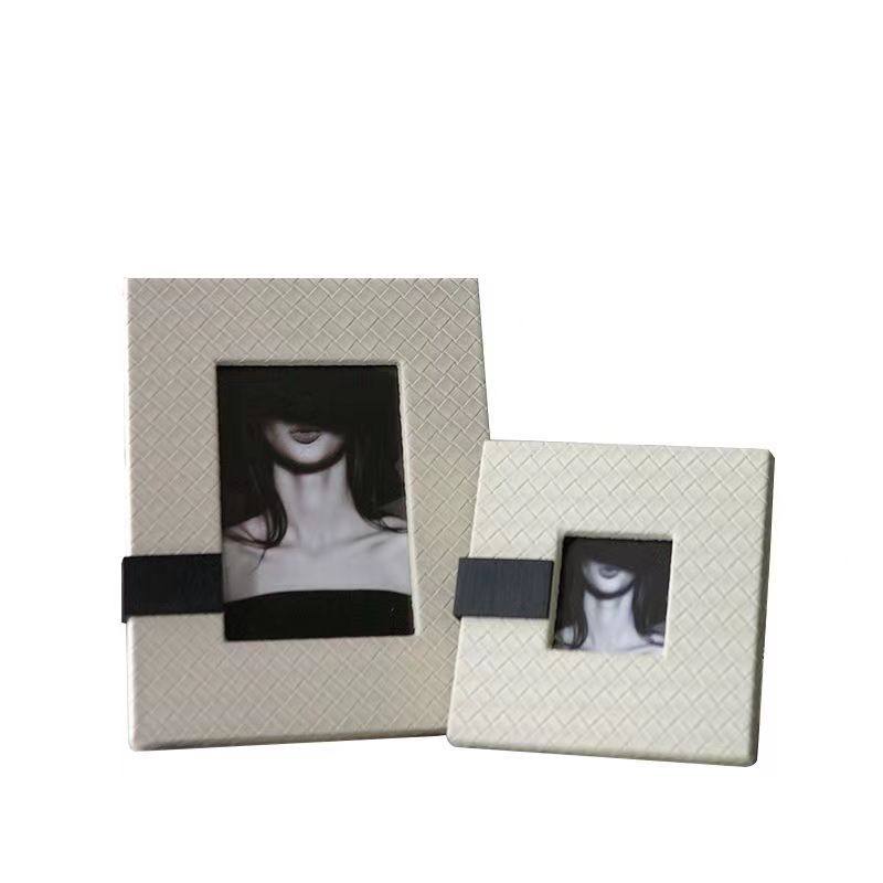 Modern Simple Leather Photo Frame Table Desktop Bedroom Model Room Designer Soft Decoration with Picture Frame Decorative Ornaments