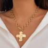 European and American Cross-Border Crystal Jewelry Punk Metal Cross Necklace Design Ot Chain Heart Pendant Necklace for Women