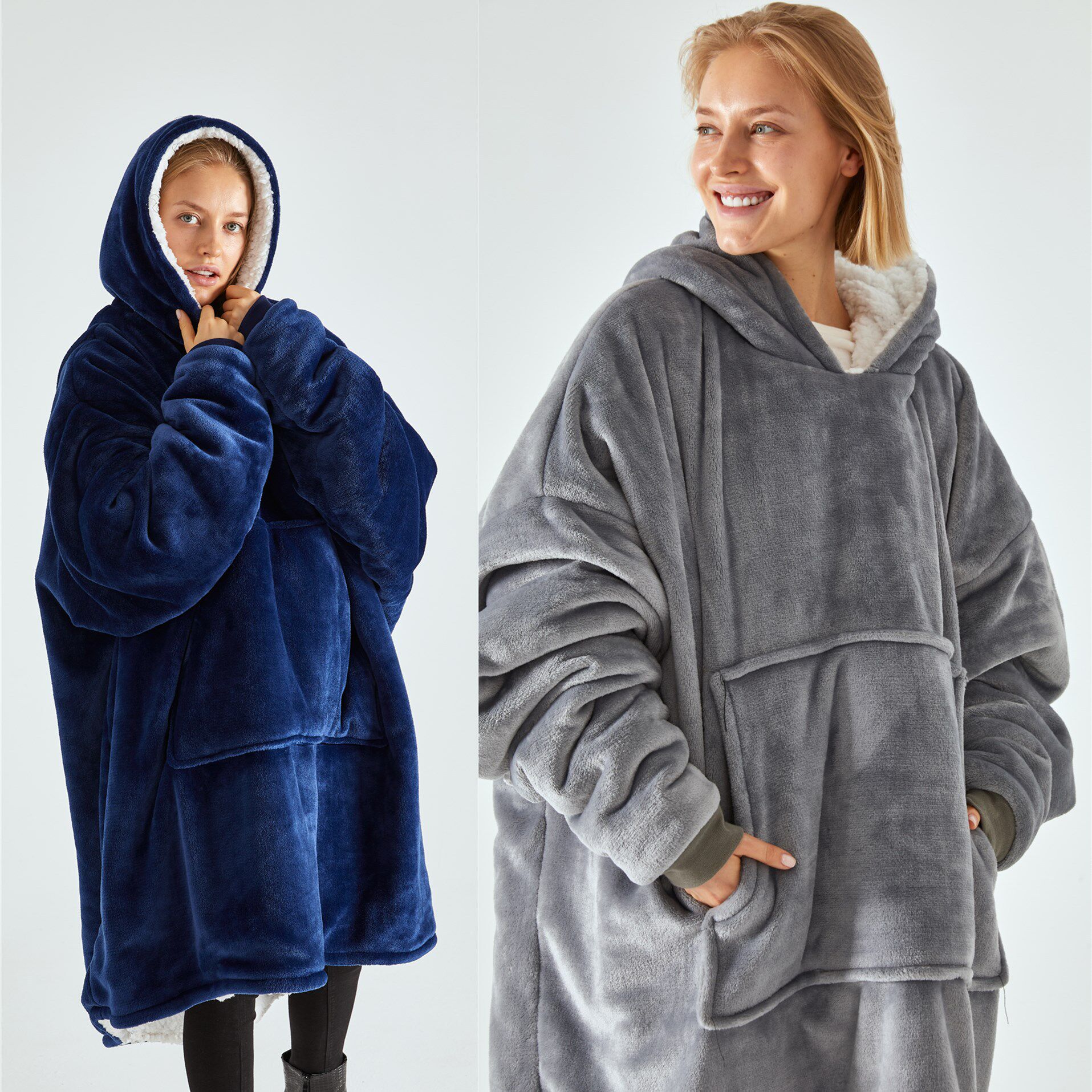 Cross-border wearable huggle lazy blanket hooded fleece coat thickened TV blanket lazy clothes TV blanket pajamas sweater