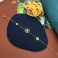 Gold-old leather flower v letter bracelet