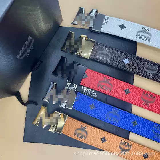 Cross-Border Classic Men's Belt m Letter Buckle Belt for Young and Middle-Aged Casual Versatile Durable High-End Trendy Brand Trouser Belt for Women