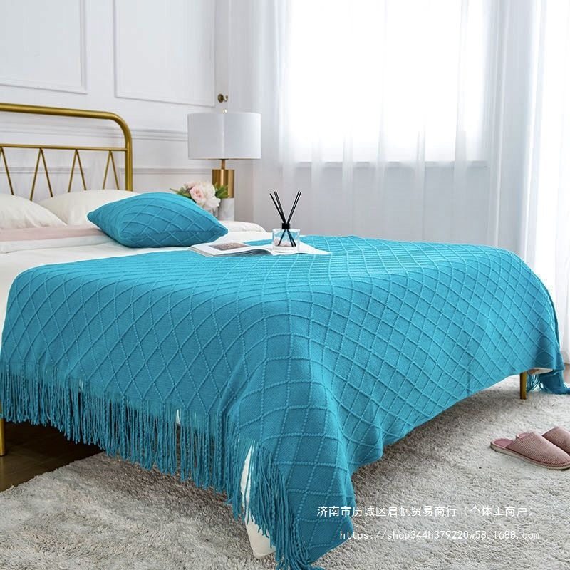 Light Luxury Bed End Towel for Guesthouses and Hotels, American-Style Knitted Bed End Blanket, Long Bed Runner, Bed Cover, Home Decor Trendy Decorative Towel