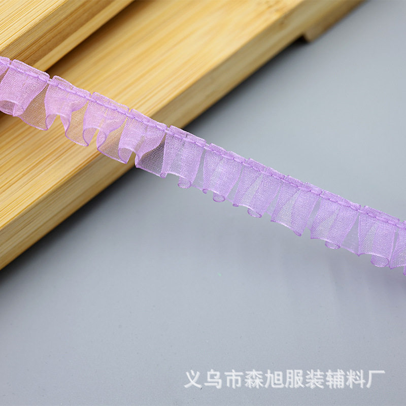 In Stock 1.5cm Snow Gauze Single-Sided Pleated Handmade Material for Clothing, Shoes, Hats, Doll Clothes, Edging Accessories, Decorative Lace