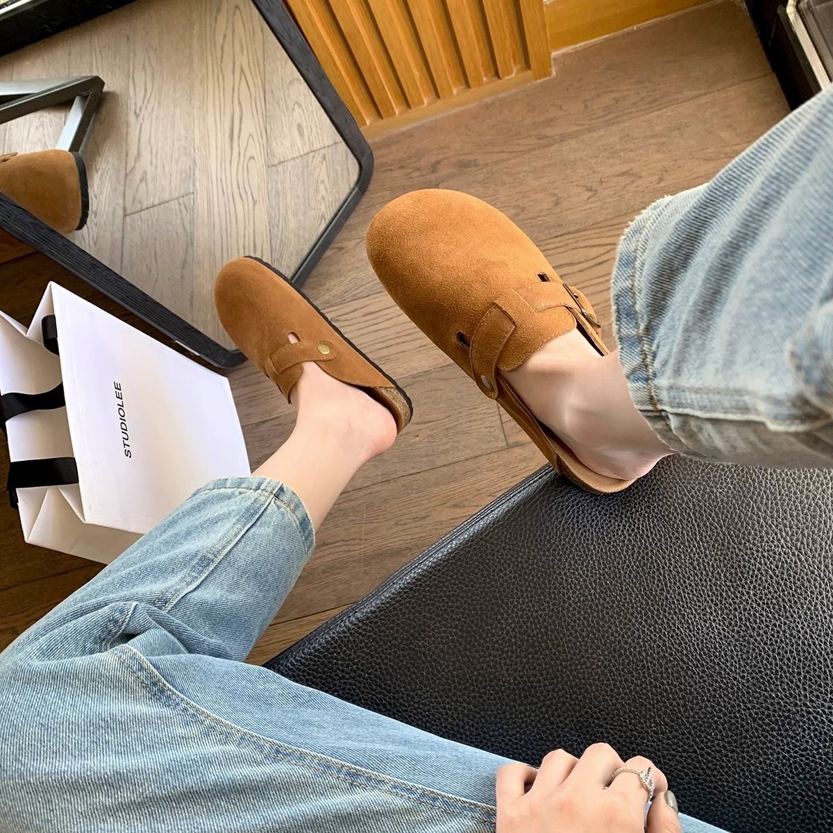 Weiwei Girl 959-11 Genuine Burken Shoes Pure Original Thick Slippers Women's Summer Wearing Fishing Burken Half Slippers