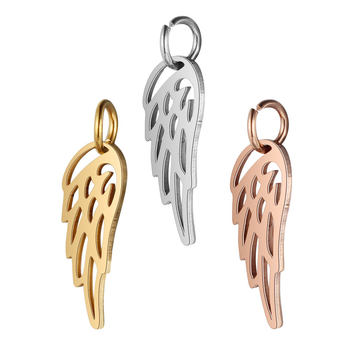 Stainless Steel Pendant Cut Feather Cut Out Wings Necklace Pendant DIY Jewelry Accessories Tag Spot Wholesale