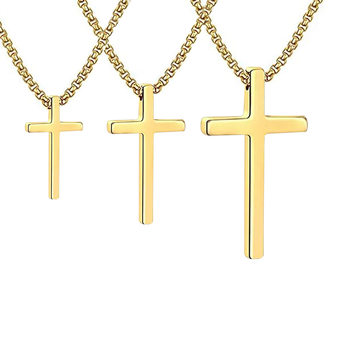 Titanium Steel Cross Pendant Necklace for Men, Large Size, Niche Design for Women, Gold DIY Accessories, Light Luxury Trendy Pearl