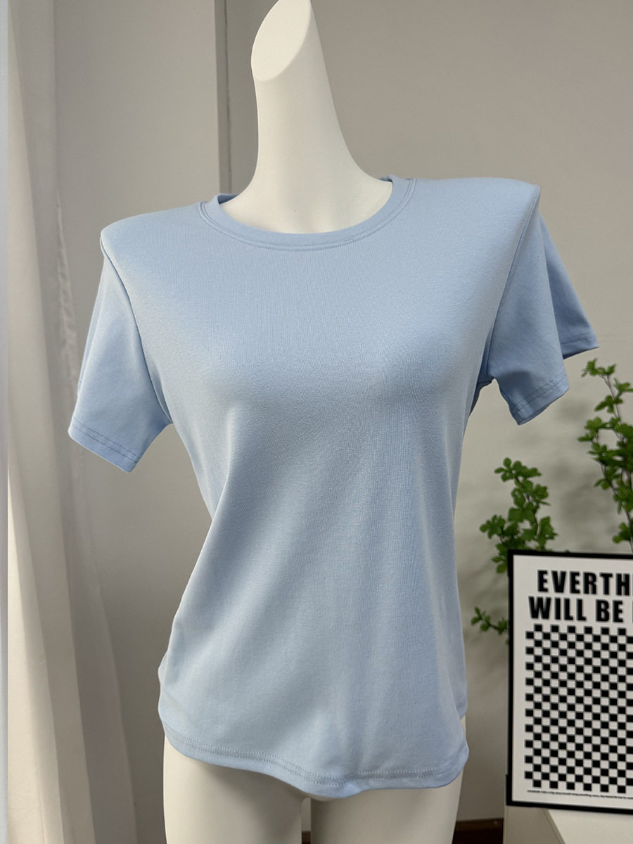Womens Basic Solid Color T Shirt Slim Fit Short Sleeve Comfortable Fabric Casual Spring Summer Wear Wholesale