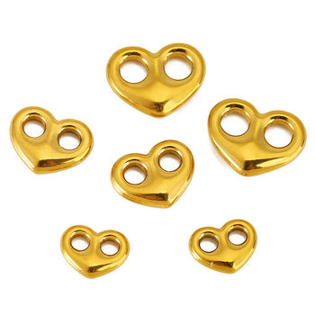 Stainless Steel Plated 18K Gold Double Hole Heart Pig Nose Connector DIY Bracelet Necklace Pendant Material Jewelry Accessories