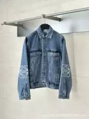 Loewe High-Version 25SS New Collection Versatile Trendy Laser-Embroidered Blue Denim Long-Sleeve Jacket