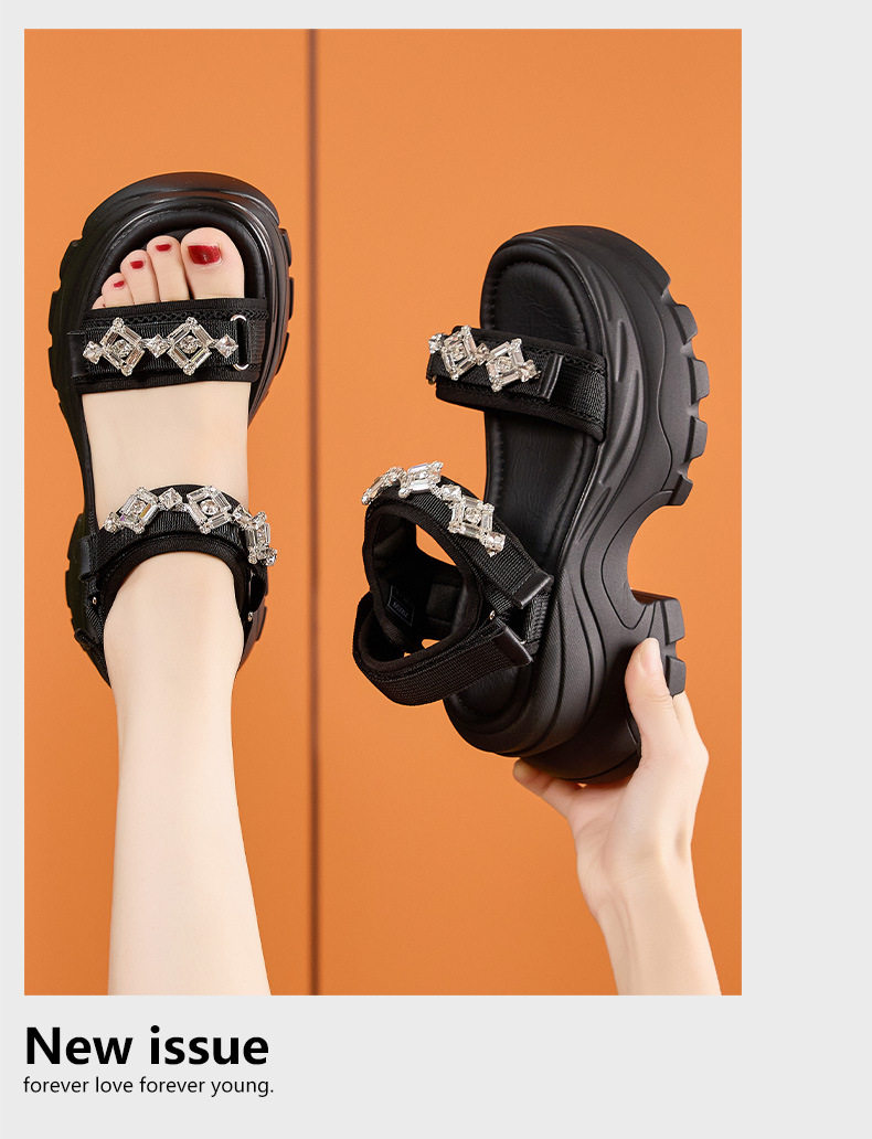 Dép sandal nữ quai chữ V đơn giản, đế xốp nhẹ, mũi tròn — Len thuần, Đen chi tiết 12