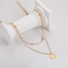 Cross-border Retro Simple Style Double-layer Round Necklace Clavicle Chain Alloy Bead Chain Disc Pendant Necklace Collar for Women