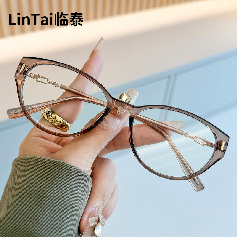 30343 New Stylish Trendy Flat Glasses Retro Cat Eye Anti Blue Light Glasses Stylish Ins High Definition Glasses Frame
