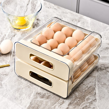 Double-Layer Egg Storage Box Drawer-Type Refrigerator Special Household Food-Grade Sealed Fresh-Keeping Kitchen Organization Artifact