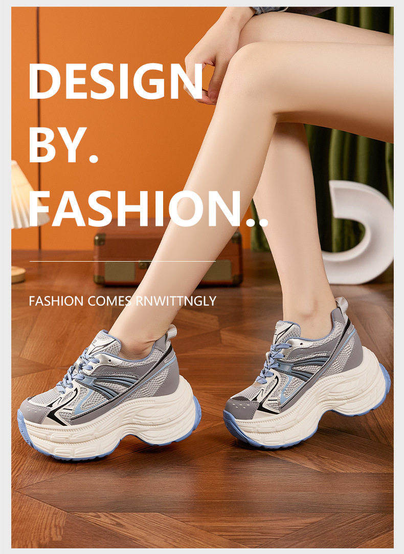 Giày platform nữ đế xuồng tăng chiều cao, mũi tròn, quai ngang, gót siêu cao 8 cm — Hồng, Trắng chi tiết 10