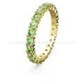 Row of diamonds gold green diamond ring no. 6