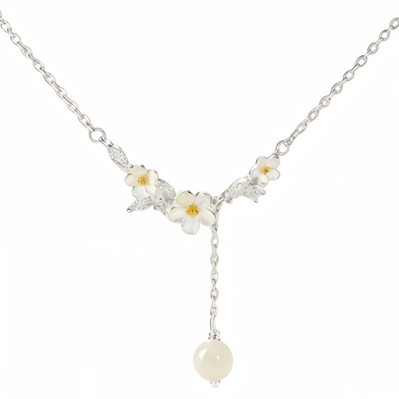 Silver Jewelry Wholesale Supply Mo Li Necklace 999 Sterling Silver Necklace Accessories Women's Autumn and Winter Sweater Chain Accessible Luxury High-End Ins