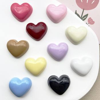 Macaron Color Glossy Heart Jewelry Accessories DIY Mobile Phone Case Hole Shoe Decoration Hair Rope Hairpin Material
