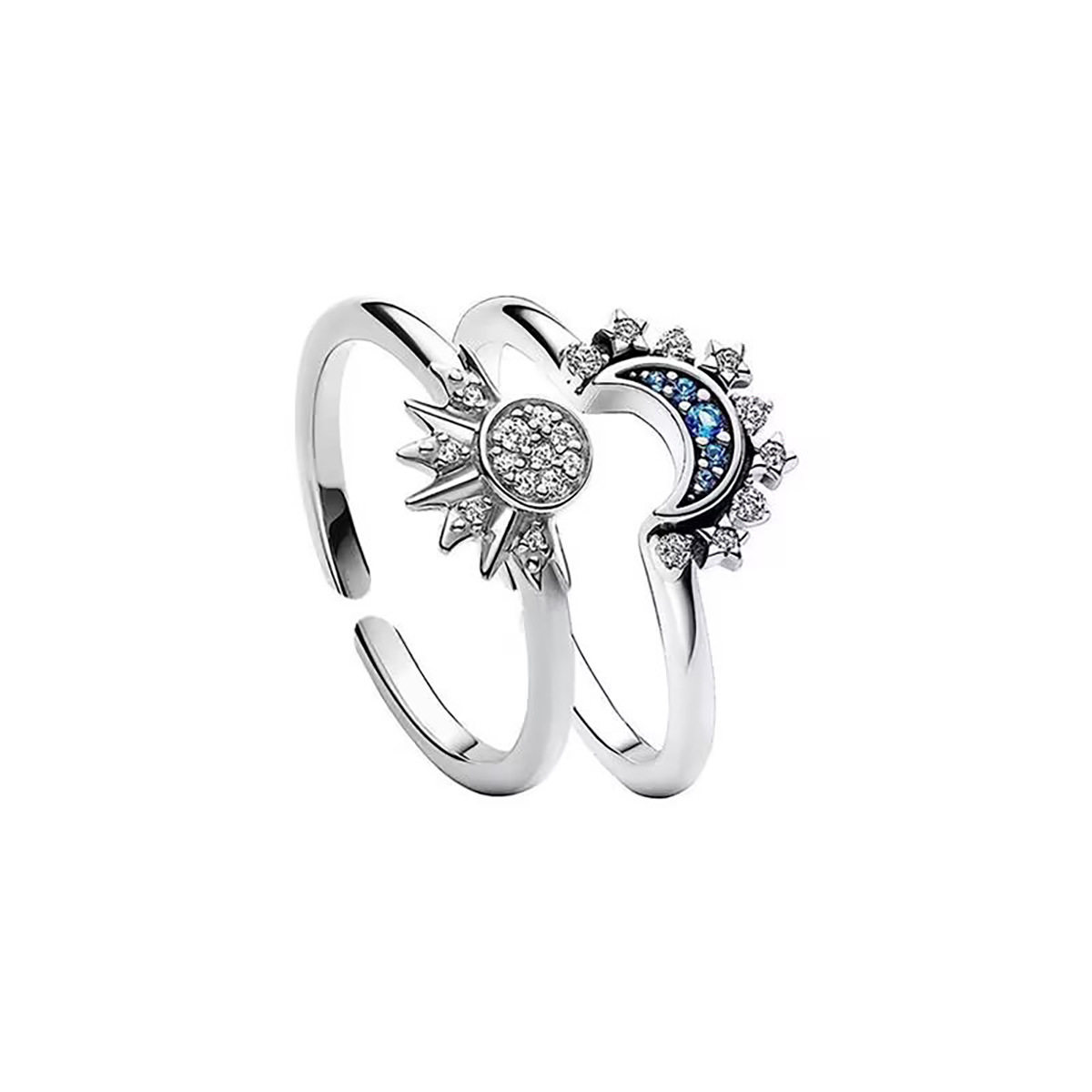 Sun and Moon Glory Stacked Ring Women's Sun and Moon Couple Opening Ring Cross-border Explosive Fashion Design Ring
