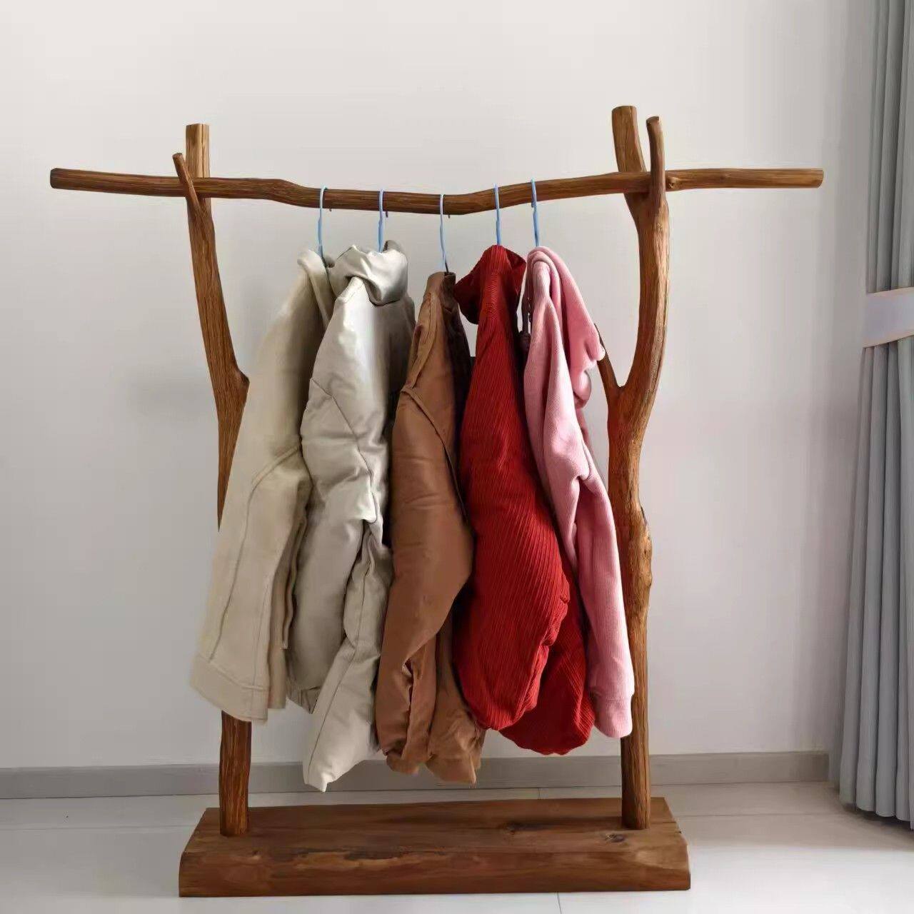 Natural Solid Wood Coat Rack Floor-Standing Household Coat Rack Artistic Solid Wood Practical Branch Simple Bedroom Floor-Standing