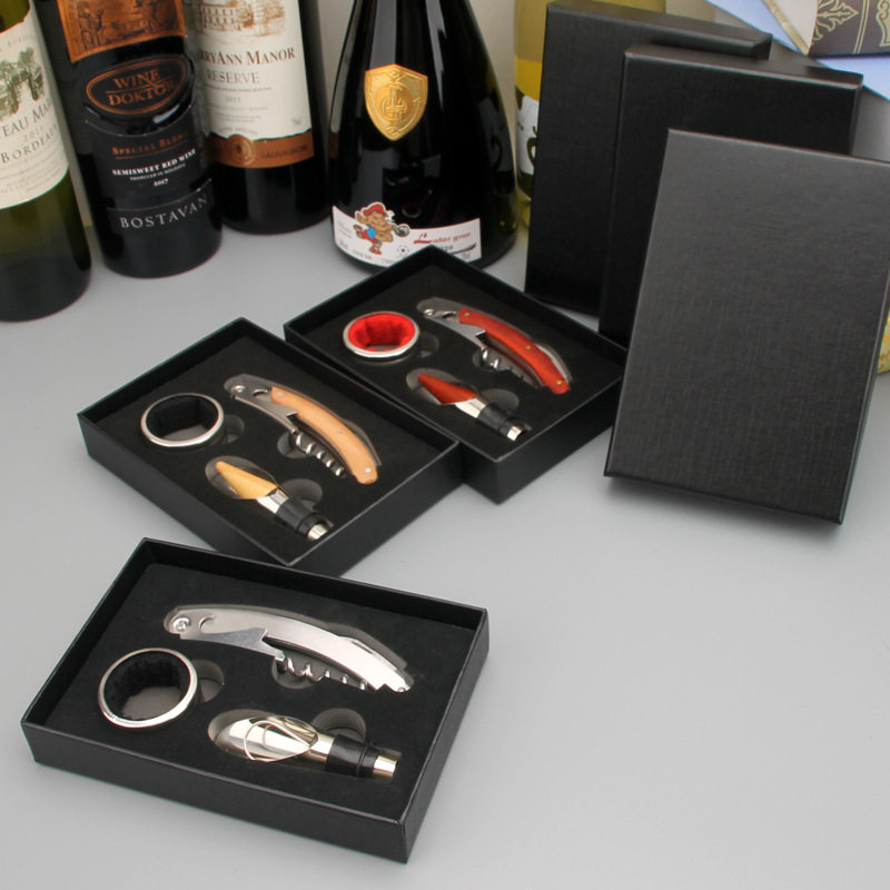 Bottle Opener Three-Piece Set Wine Tools Combination Cartons Pour Stop Drip Ring Bar Wine Tools Daily Gifts New