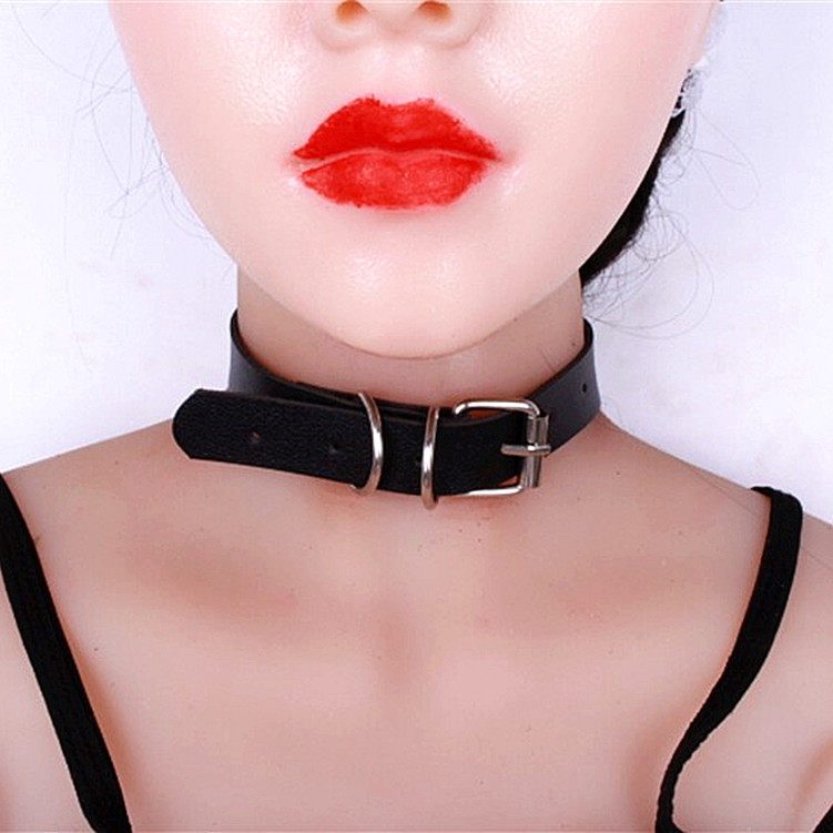 European and American dark Harajuku punk vintage PU leather collar nightclub hot girl rock neck strap collar bracelet dual-use
