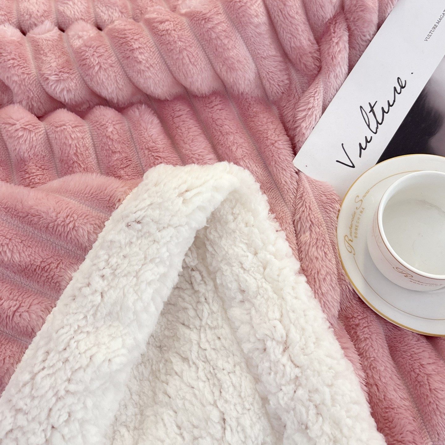 Cross-Border Supply of Large Striped Thickened Wool Blanket Double-Layer Winter Cashmere Sofa Blanket Double Nap Blanket