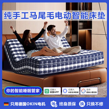 Blue and White Checkered Zero Gravity Electric Handmade Ponytail Mattress Massage Lift Multi-Function Xiao Ai Voice Smart Mattress