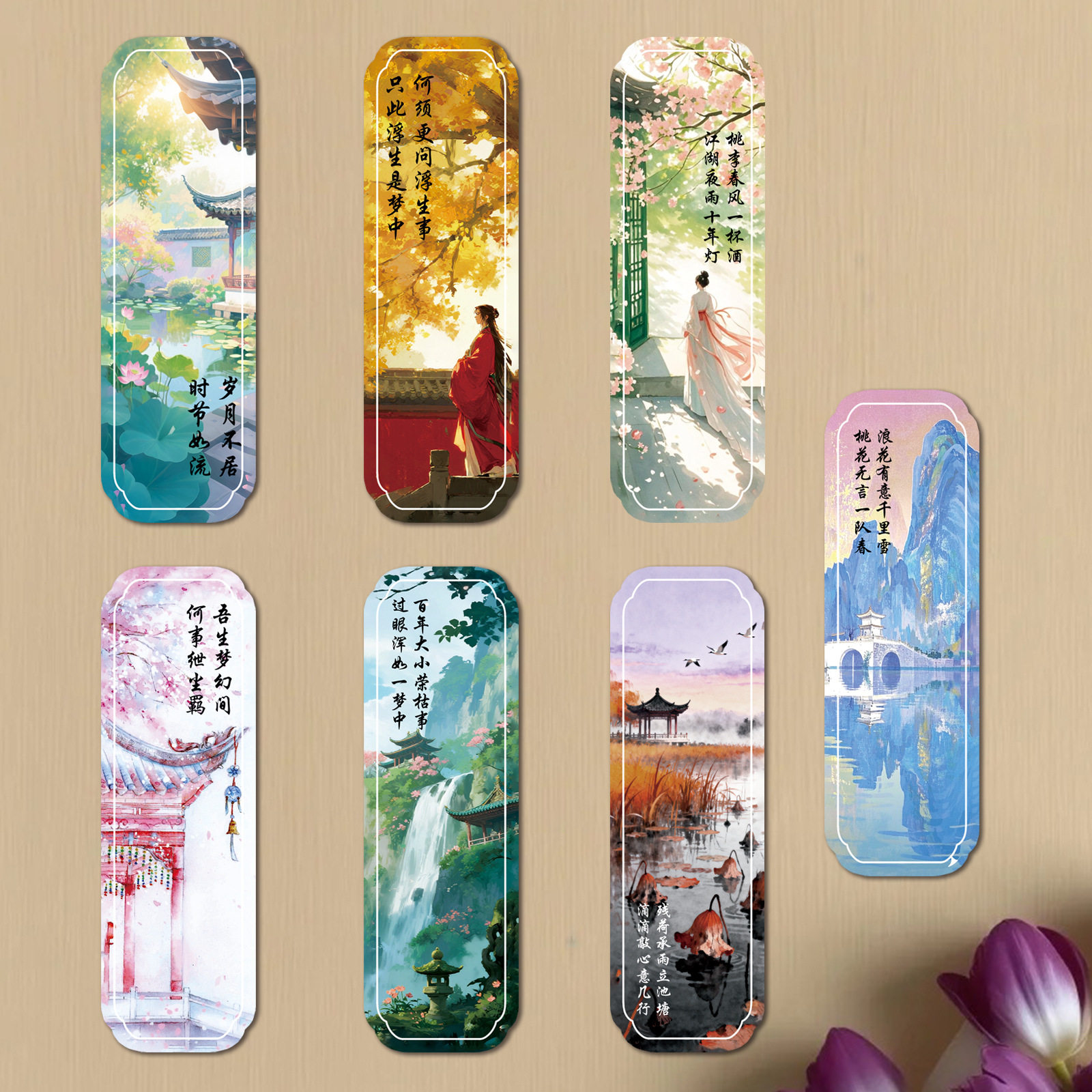 30 Ancient Style Poetry Bookmarks, Chinese Style Literary Learning Stationery, Book Marking Cards, Reading Book Clips, Paper Bookmarks