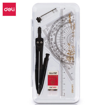 72155/72150 Deli Student Compass and Ruler Set, Four-Piece Set, Seven-Piece Set Including Ruler, Compass, and Protractor