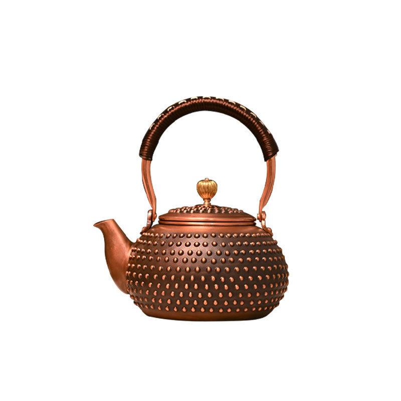 Pure Copper Kettle for Boiling Water, Handmade Copper Teapot, Pure Copper Tea Brewing Pot, Household Health-Preserving Kettle, Electric Ceramic Stove Tea Set