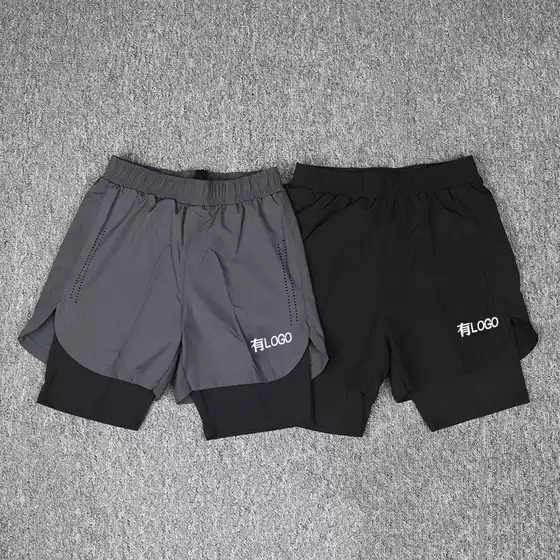 Brand in stock Quick-drying stretch pants Fake Two-piece Shorts Men's Summer Breathable Loose Fitness Basketball Casual Pants Ice Silk