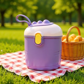 Baby Compartmentalized Storage Container for Outings, Portable Dispensing Box for Rice Cereal and Milk Powder, Two-Compartment Silicone Feeding Box