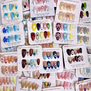Foreign Trade Specializes in Wearable Nail Products, Cross-Border Handmade Nails, Fake Nails, Ice-Transparent Ins-Style Cat-Eye Manicure Wholesale