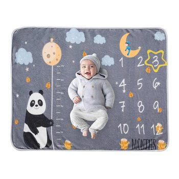 Ins Baby Growth Memorial Blanket Baby Milestone Photo Blanket Dinosaur Panda Print Flannel Cover Blanket