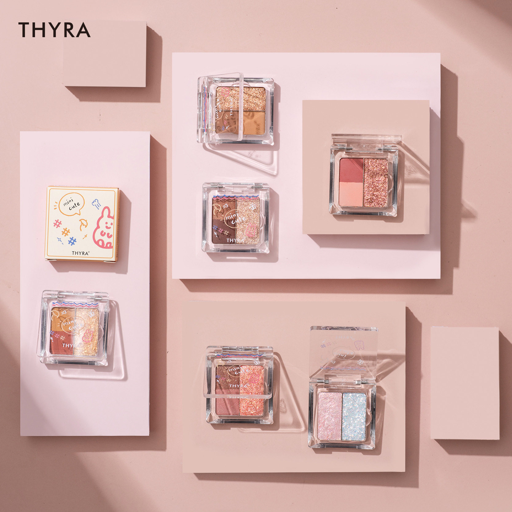Thyra three-color eye shadow color matching ground color sequins Pearl matte light shadow student affordable eye shadow