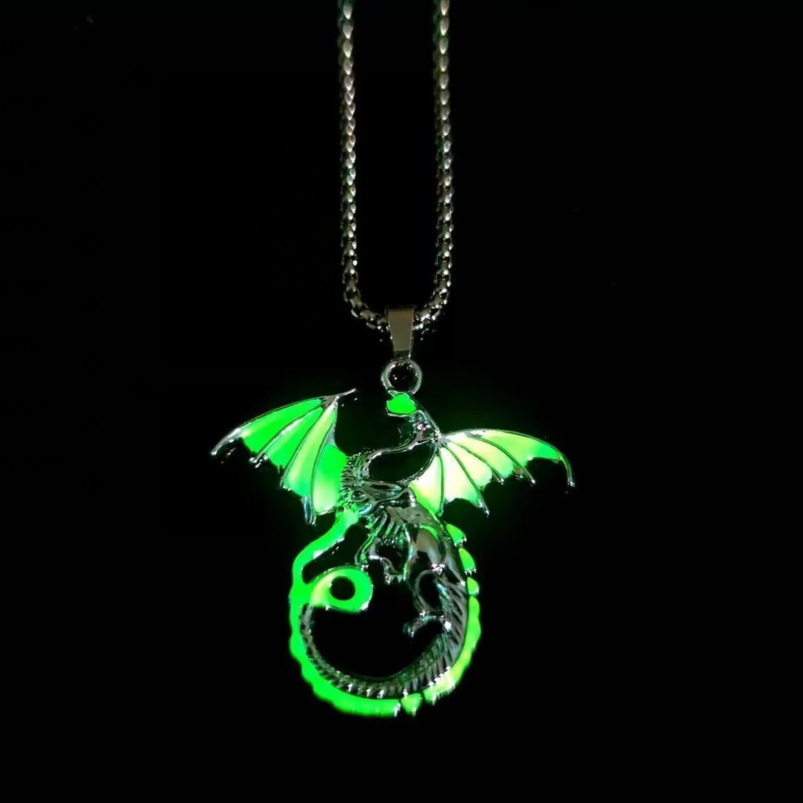 Domineering luminous flame dragon necklace men's cool luminous Dragon 2023 new fashion trendy men's pendant couple jewelry