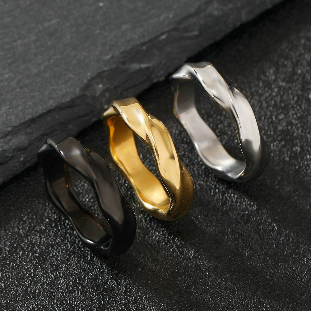 European and American Popular Titanium Steel Casting Rings, Geometric Glossy Stainless Steel Rings, Men's and Women's Rings with Logo Printing