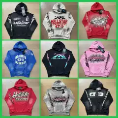 2024 Autumn Hell New European and American Trendy Brand Washed and Distressed Hoodies for Men and Women Teenagers Couple Wear Sweatshirts