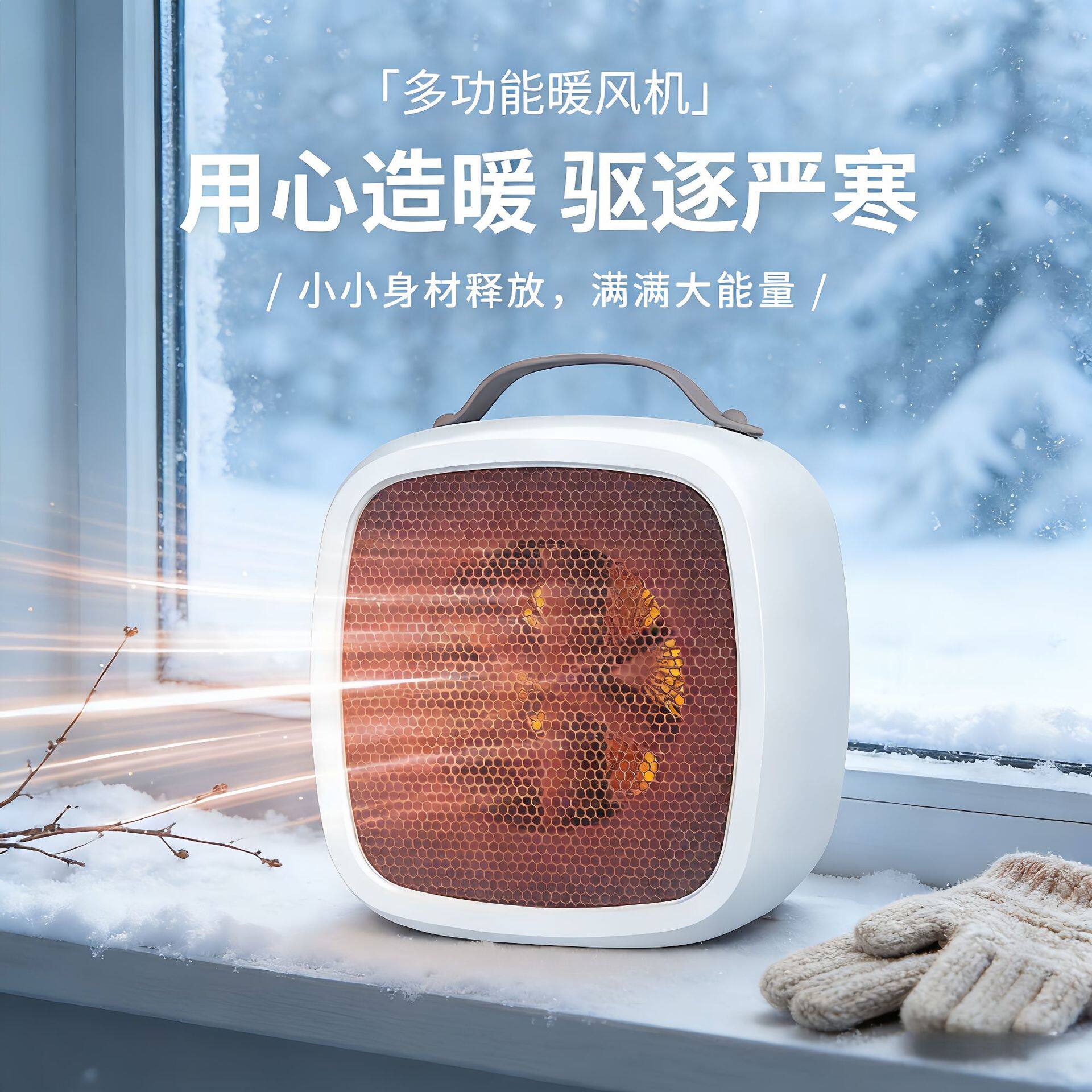 办公室桌面暖风机手提小型取暖器家用电暖器暖脚器便携式取暖神器