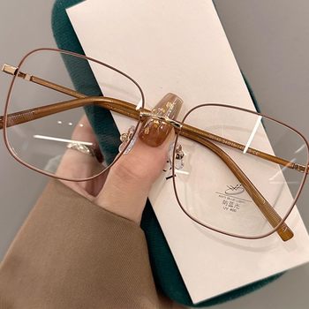 Korean style large frame small tide visible face power frame women's slimming milk tea color glasses frame glasses myopia without makeup