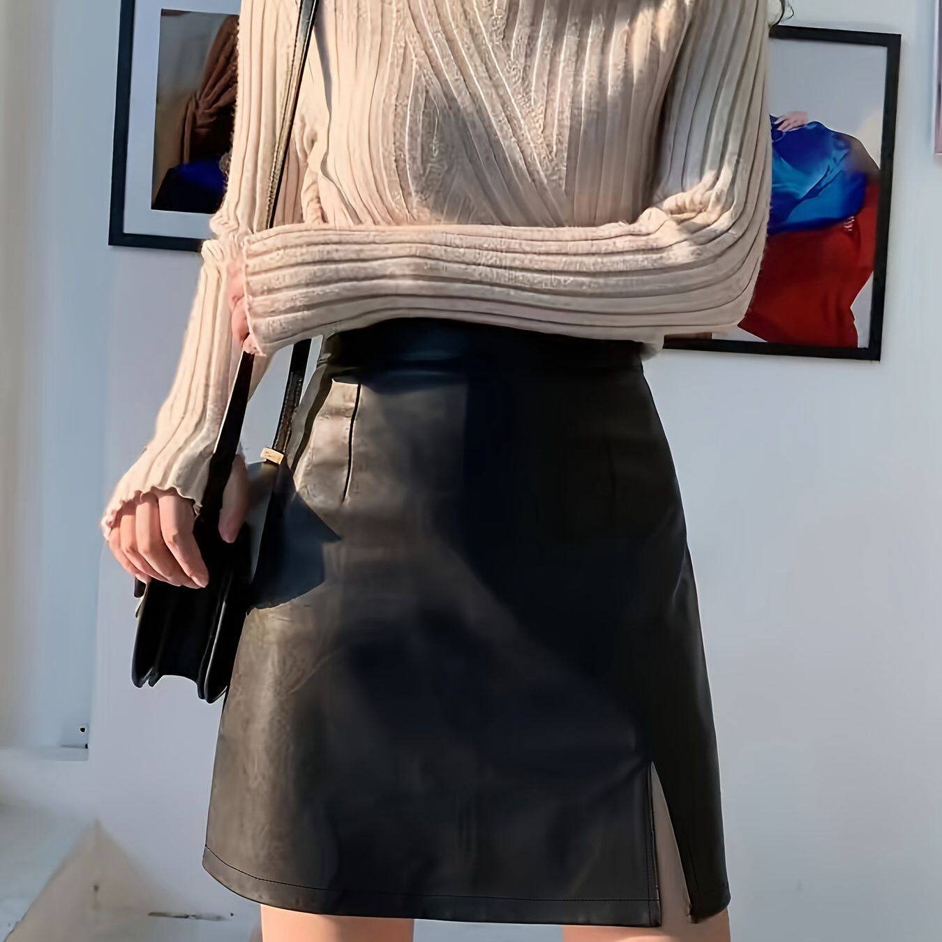 A Line PU Leather Mini Skirt Slim Fit Autumn Winter Style Trendy Design Wholesale Available low MOQ