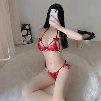 sexy lingerie sexy lace three-point bra underwear ladies transparent temptation pajamas suit temptation passion women